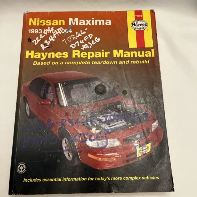 Haynes Repair Manual 72021 Nissan Maxima Complete Teardown Rebuild 1993 - 2001