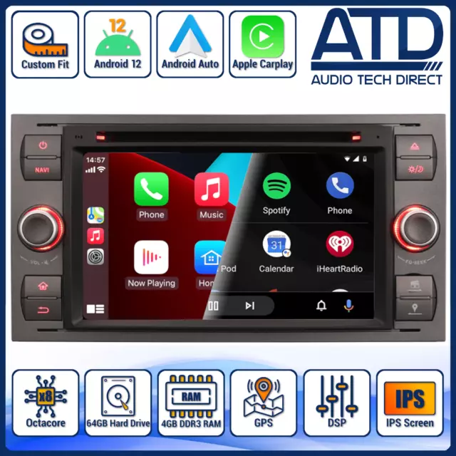 Car Radio For Ford Transit Mk7 Android 10.0 Auto CarPlay Bluetooth GPS DAB 7"