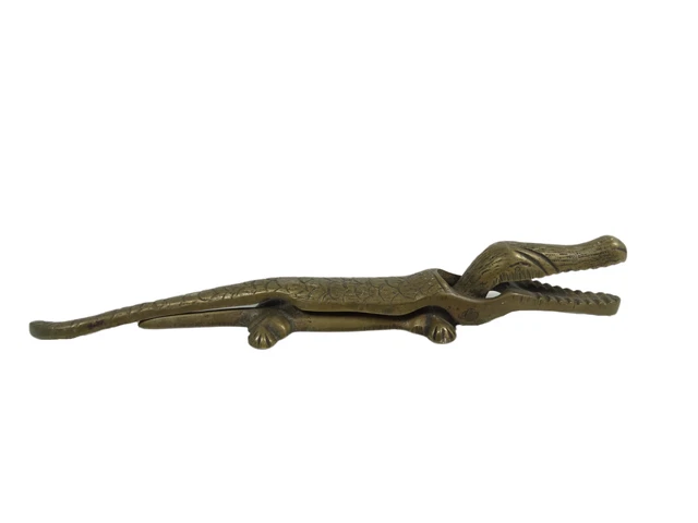 Cracker Nut Walnut Vintage Old Tool Almond Hand Breaker Solid Brass Crocodile