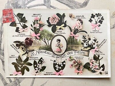 Fancy old postcard the new language of flowers love