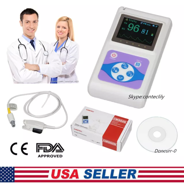 CONTEC Handheld OLED FingerTip Pulse Oximeter CMS60D Adult Probe Newest US FDA