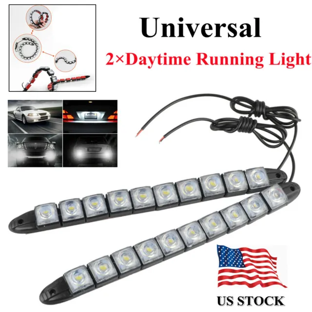 2x White 12V 10-LED Daytime Running Light DRL Car Fog Day Driving Lamp Lights US