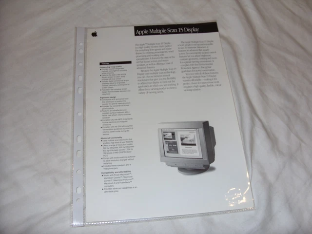 Apple Multiple Scan 15 CRT Display two-sided data sheet black/white Macintosh