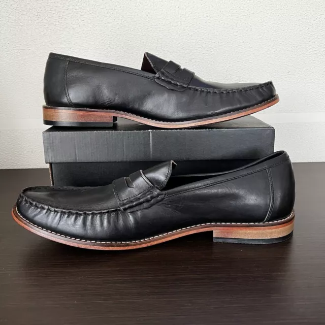 Samuel Windsor Uomo Taglia US 13.5 Pelle Nera Slip On Mocassini Scarpe 3