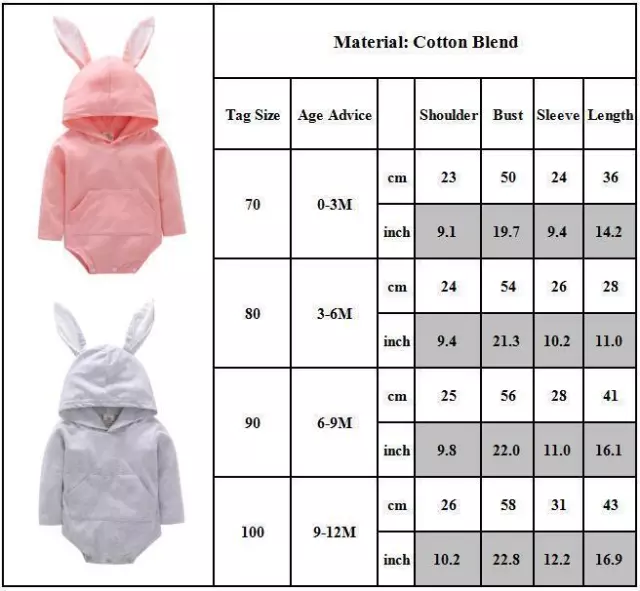 Newborn Infant Baby Girl Bunny Ear Romper Bodysuit Outfit Easter Rabbit Clothes 3