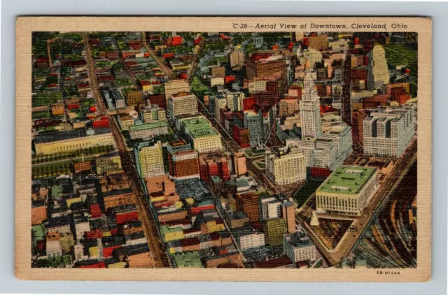 Cleveland OH-Ohio, Downtown Aerial View Vintage Postcard
