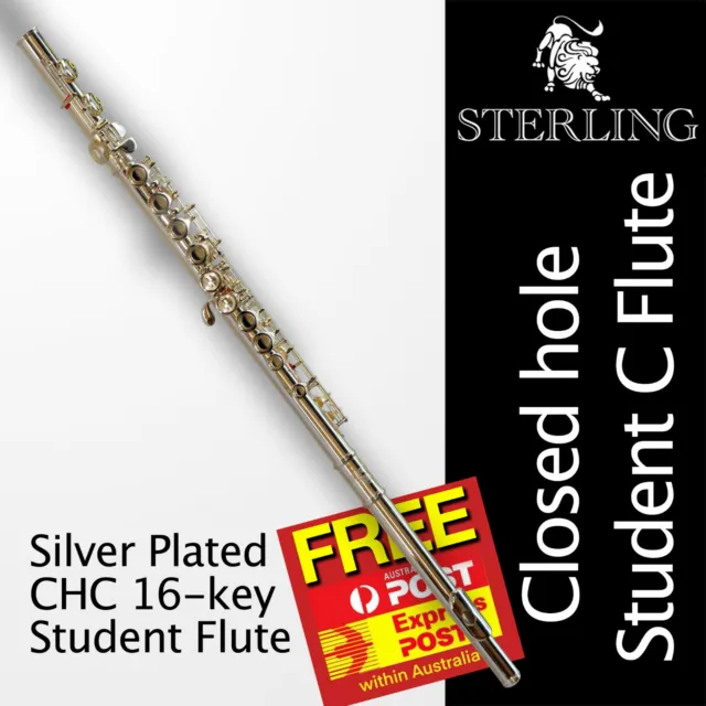 Silver-Plated STERLING Flute • CHC 16 keys • Closed Hole • New • Free Express!!