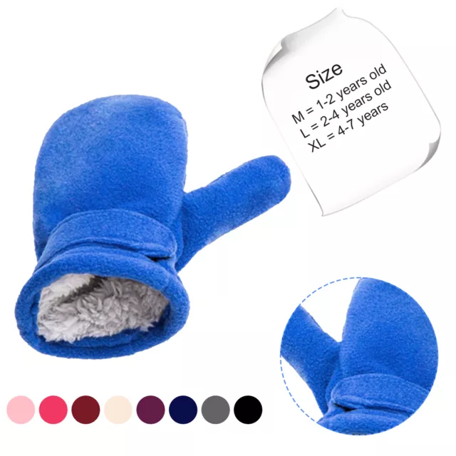 Girls Gloves Plush Adjustable Infant Boys Girls Thick Fastener Tape Gloves Comfy