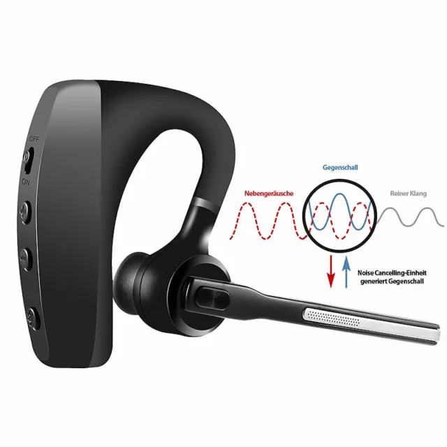 Callstel Headset, Bluetooth 5, aptX, 2 HD-Mikrofone, Windgeräusch-Unterdrückung