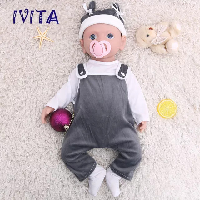 IVITA 19'' Full Body Solid Silicone Reborn Baby Boy Handmade Alive Silicone Doll