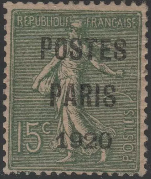 FRANCE STAMP TIMBRE PREOBLITERE 25 " SEMEUSE POSTES PARIS 1920 " NEUF x TTB J793