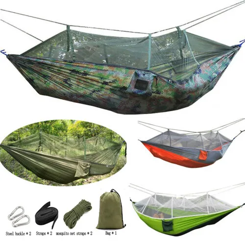 Outdoor Camping Mosquito Net Nylon Hammock Hanging Sleeping Swing Parachute Bed