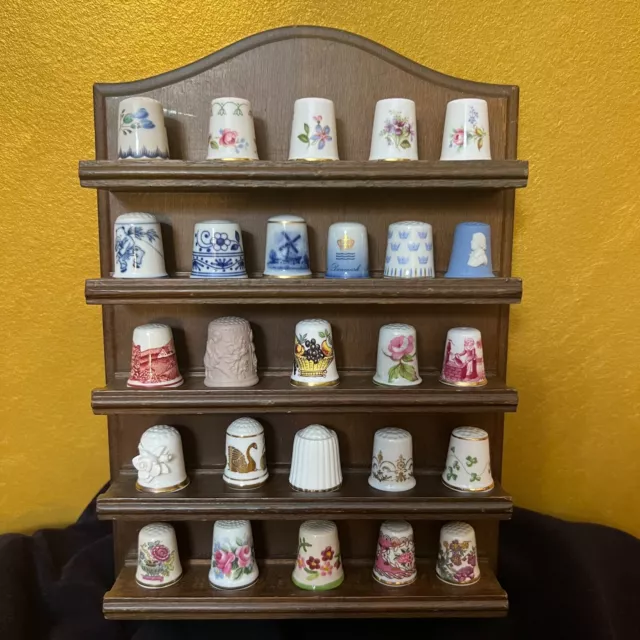 Vintage Porcelain Thimbles Set of 26 Plus Stand