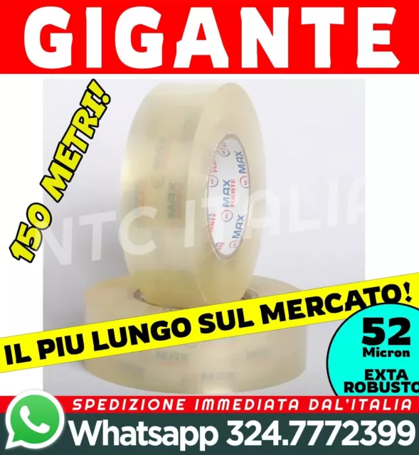 ROTOLI GIGANTI 150 mt NASTRO ADESIVO da imballaggio 50x150m EXTRA ROBUSTO