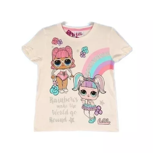 Girls LOL Surprise! Cream T-Shirt Doll Character Cotton Top Tee AGE 7yrs BNWT