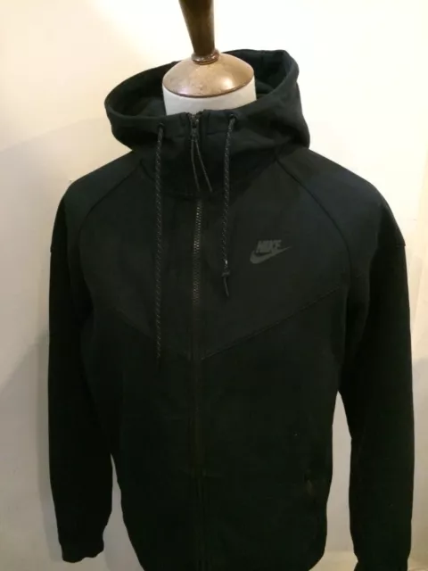 Nike Tech Zip Up Hooded Sweat Shirt Top Size Medium Black