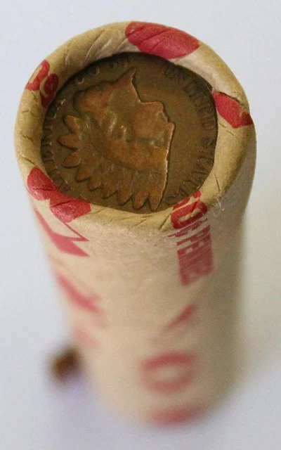 Indian Head Ends Roll of Wheat Cent Pennies - 1 Roll 1909-1958