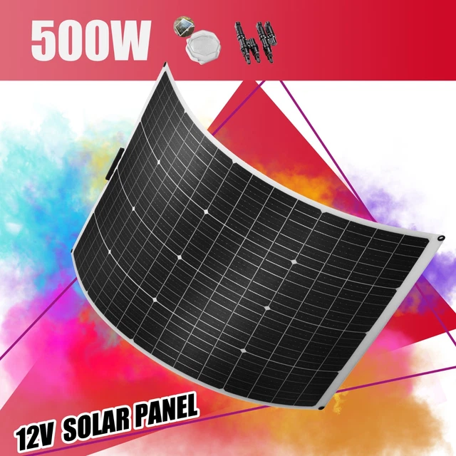 Flexable Rv Solar Panel 12V 500W FLEXIBLE Solar Panel Portable Power Mono Camping Home RV ...