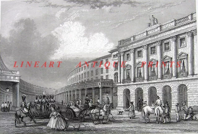 1800s London West End REGENT STREET QUADRANT ~ Antique 1851 Art Print Engraving