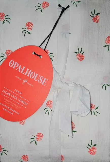 OpalHouse (2) 100% Cotton Flour Sack Kitchen Towels Berries 30" x 30" NWT ~ b