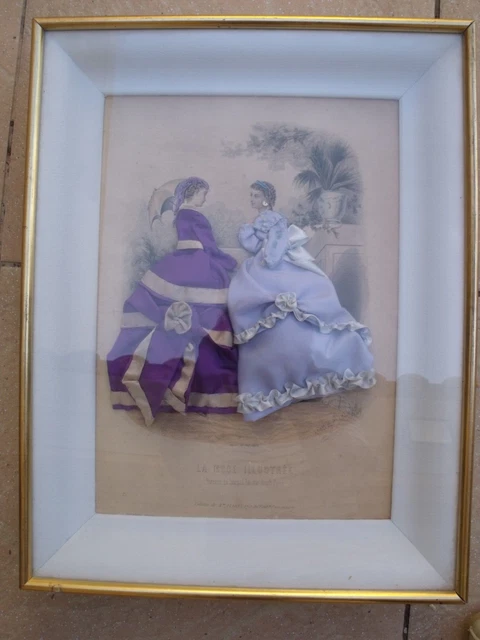 Gravure De Mode Vintage Encadrée - Cadre Doré - Dimensions 38x27 Cm - Déco Murale