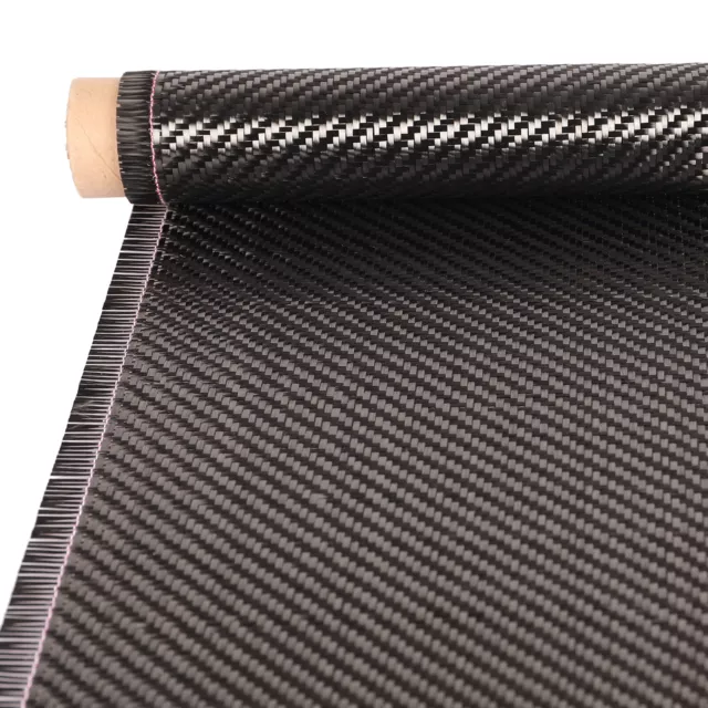 1.6x12ft 3k 200gsm Carbon Fiber Fabric Roll Mat 2x2 Twill Weave High Strength