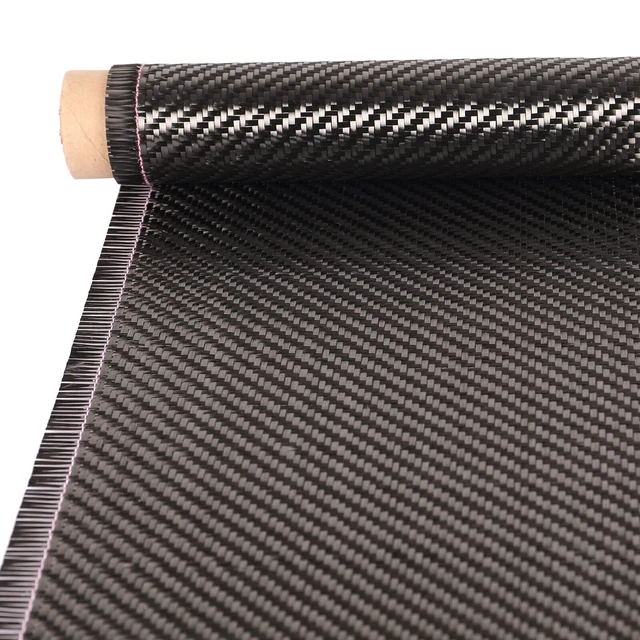 1.6x12ft 3k 200gsm Carbon Fiber Fabric Roll Mat 2x2 Twill Weave High Strength