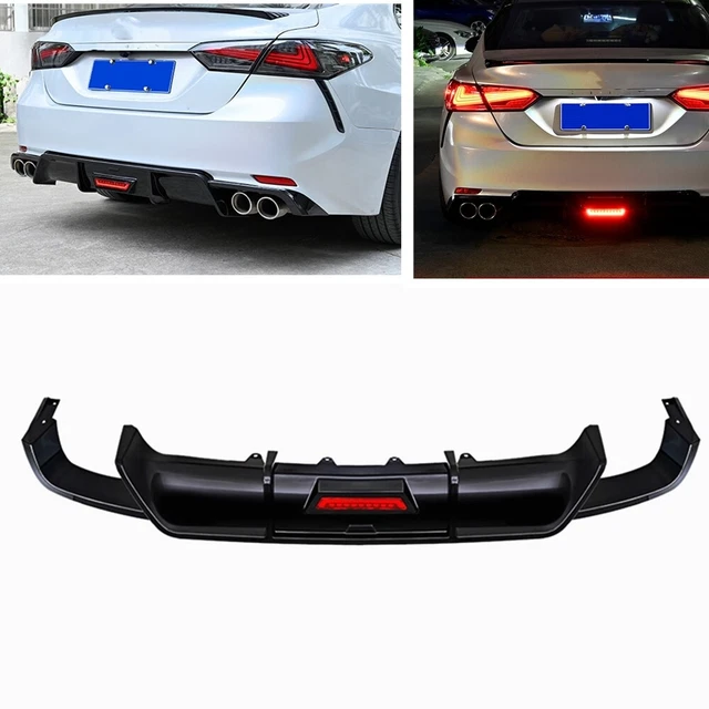 thumbnail interactive-video image 1 of Yofer V2 Style Gloss Black Rear Bumper Diffuser With LED Light For 2018-2024 Toyota Camry SE / XSE 1 of 4
