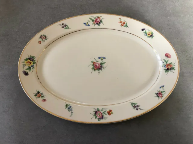 Syracuse China Selma Old Ivory Floral / Flowers - 16" OVAL SERVING PLATTER