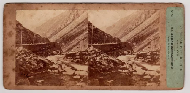 Schöllenschlucht Gotthardpass Göschenen Andermatt Schweiz Stereofoto Foto 1890