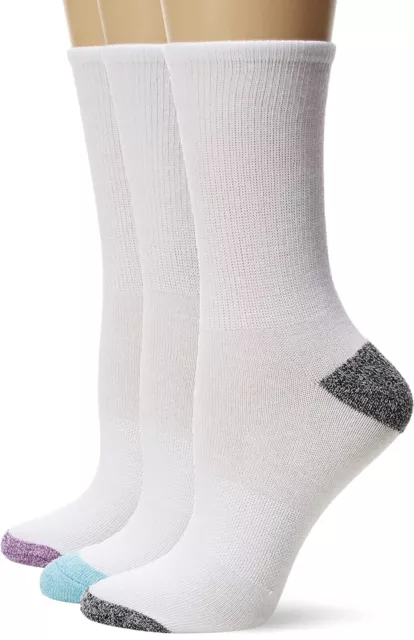 Hanes Women's 4-Pack Sport Cool Comfort Crew,, White/Pink Assortment, Size 5-9 W