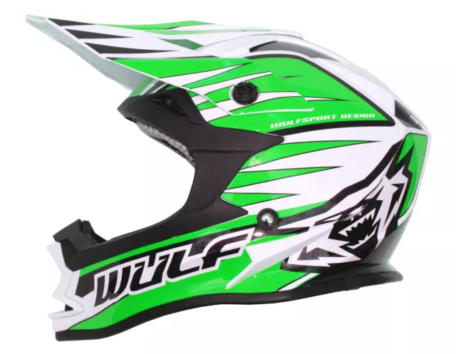 Kids Childrens Quad Wulf Wulfsport MX Motorcross Advance Helmet Green 47-48cm S