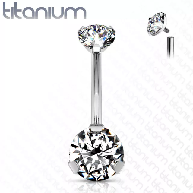 Titan Bauchnabelpiercing Banane Nabel Piercing Stecker Kristalle Weiß 1,6mm/10mm