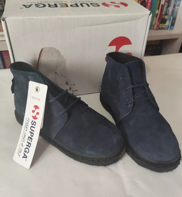 Sz 2 SUPERGA kids Desert Boots Blue BNIB BNWT RRP $112.00 2