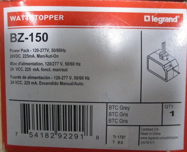 LEGRAND WATTSTOPPER BZ150 Power Pack 120277V 50/60Hz 24VDC 225mA