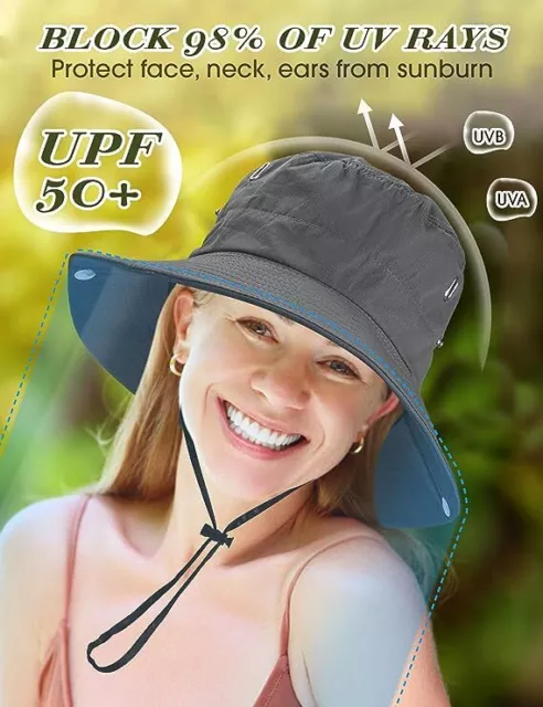 Sonnenhut für Damen Herren,UV Schutz Breiter Krempe Boonie Hat Anglerhut Faltbar