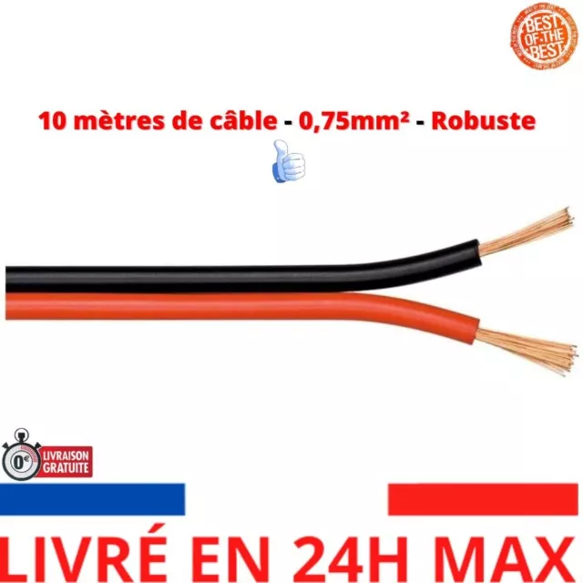 Goobay 67728 Câble de haut parleur avec conducteur 2 x 0,75mm² / 10 mètres/Marqu