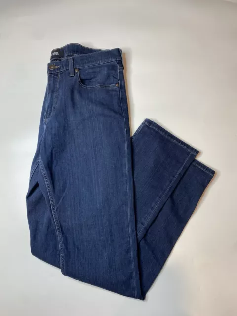 Paige Women Dark Wash Jeans Mid Rise Straight Relaxed Stretch Denim Blue Size 34