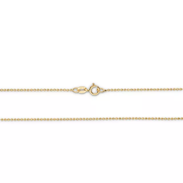 14K Solid Yellow Gold 1mm Diamond Cut Ball Chain STRICTLY FINE GOLD NO PLATING