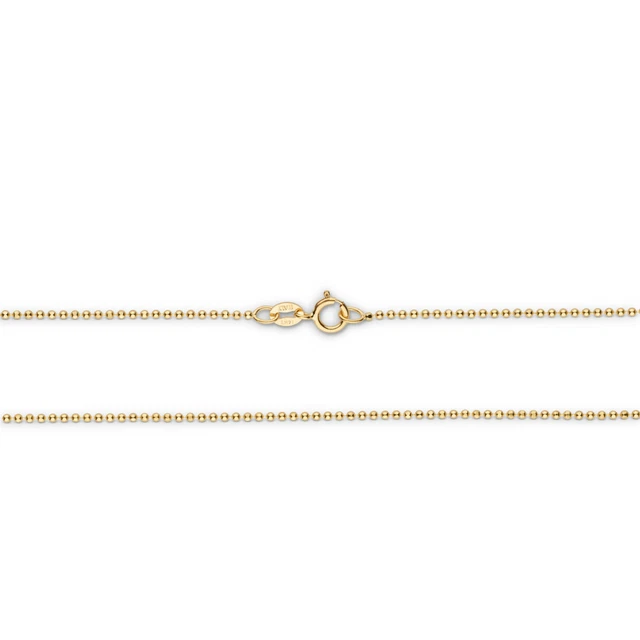 14K Solid Yellow Gold 1mm Diamond Cut Ball Chain STRICTLY FINE GOLD NO PLATING