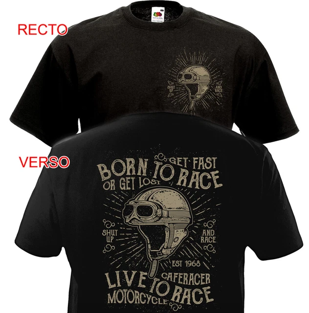 T-shirt LIVE TO RACE - Cafe Racer Motorcycle  Triumph Motard AJS BSA Velocette