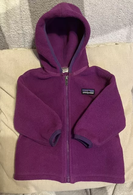 Baby Patagonia Hooded Front Zip Synchilla Fleece Jacket Size 6 M