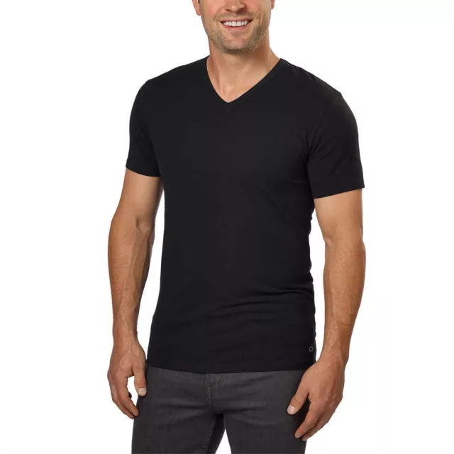 Calvin Klein Men's Cotton Stretch V-Neck Classic Fit T-Shirt (3-pack)-Black-M