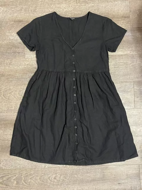 Madewell Womens Black Linen Blend Dress XXS. Madewell Alexandria Button Dress