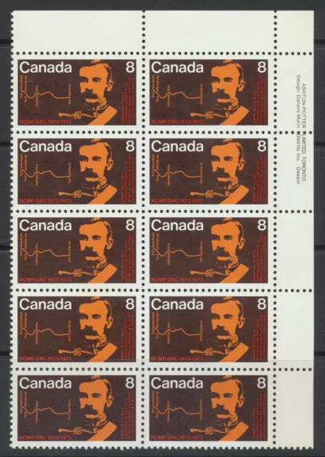 1973 Canada #612 RCMP Centenary ~ NWMP March West 8c (Plate Block of 10) MNH