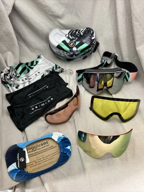 Blenders Ski Goggles Lot With Extra Lenses Purple Pink Yellow Cases Poc
