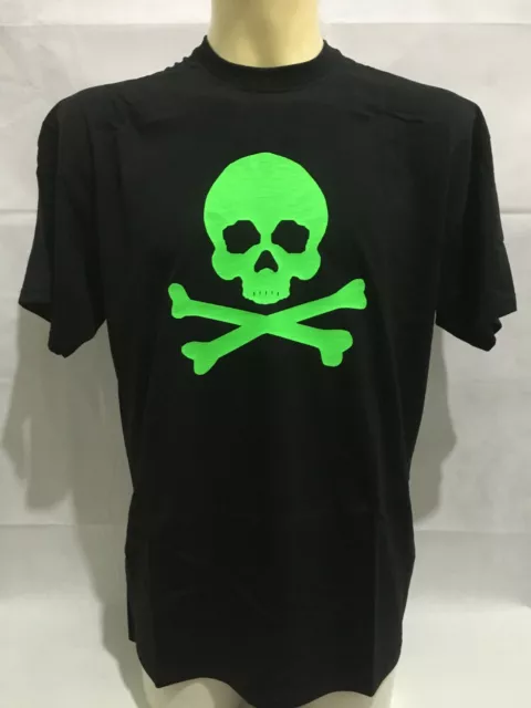 T-shirt da uomo con stampa Teschio Fluo Fluorescente tshirt maglietta Tg M new