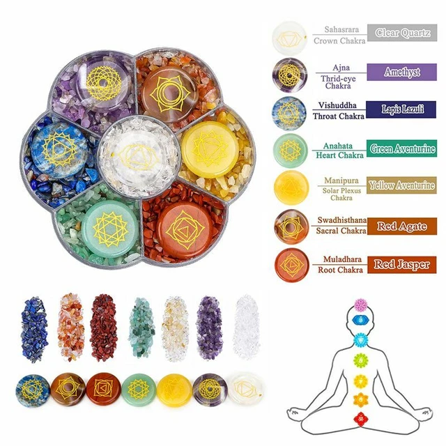 Chakra Stones Crystal Reiki Healing Energy Palm Chip Stones Gemstone Quartz Set