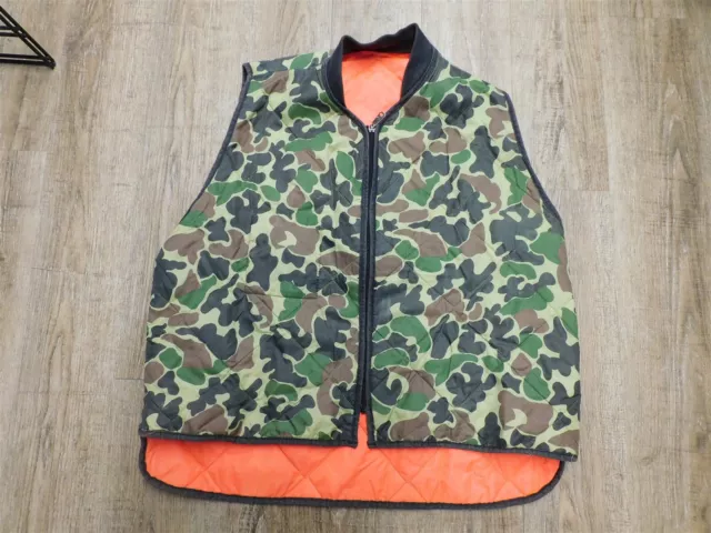 VINTAGE REVERSIBLE DUCK Camo Blaze Orange Insulated Hunting Vest XL/XXL ...