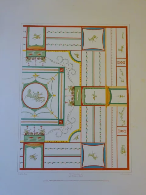 Antiquities Chromolithograph Print Pompei Architecture Desc. G. Abate #